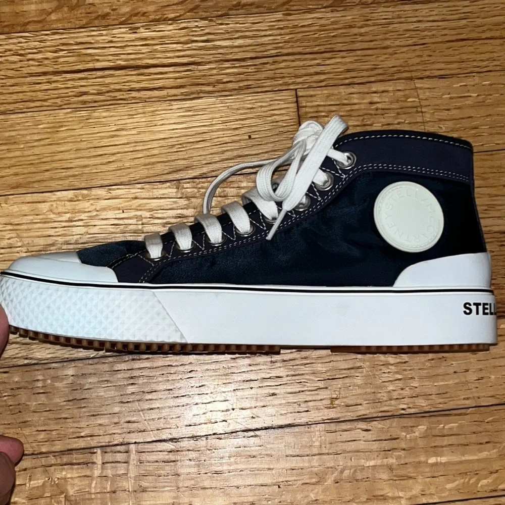 Stella McCartney Womens Logo High-Top Sneakers Dark Navy Blue -LEFT SHOE ONLY